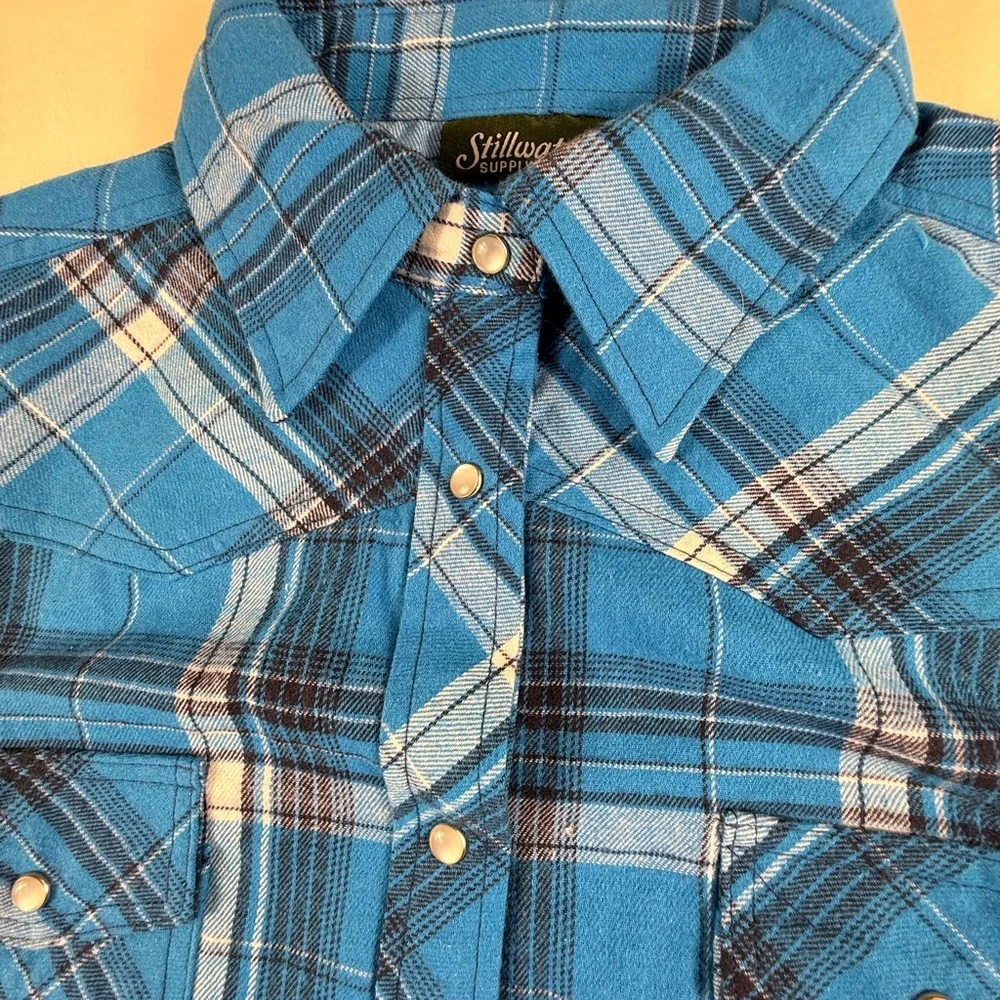 Stillwater Supply Co Blue Plaid Button-Up Western Shirt Womens NWT - Picture 9 of 13